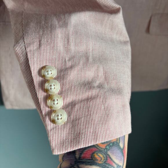 J. CREW Ludlow Somelos Men's 44 Regular NWOT Red Striped Cotton Blazer Casual - Picture 12 of 12